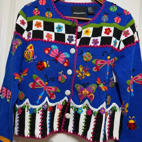 rare vintage michael simon butterfly sweater NWT - Picture 2 of 15